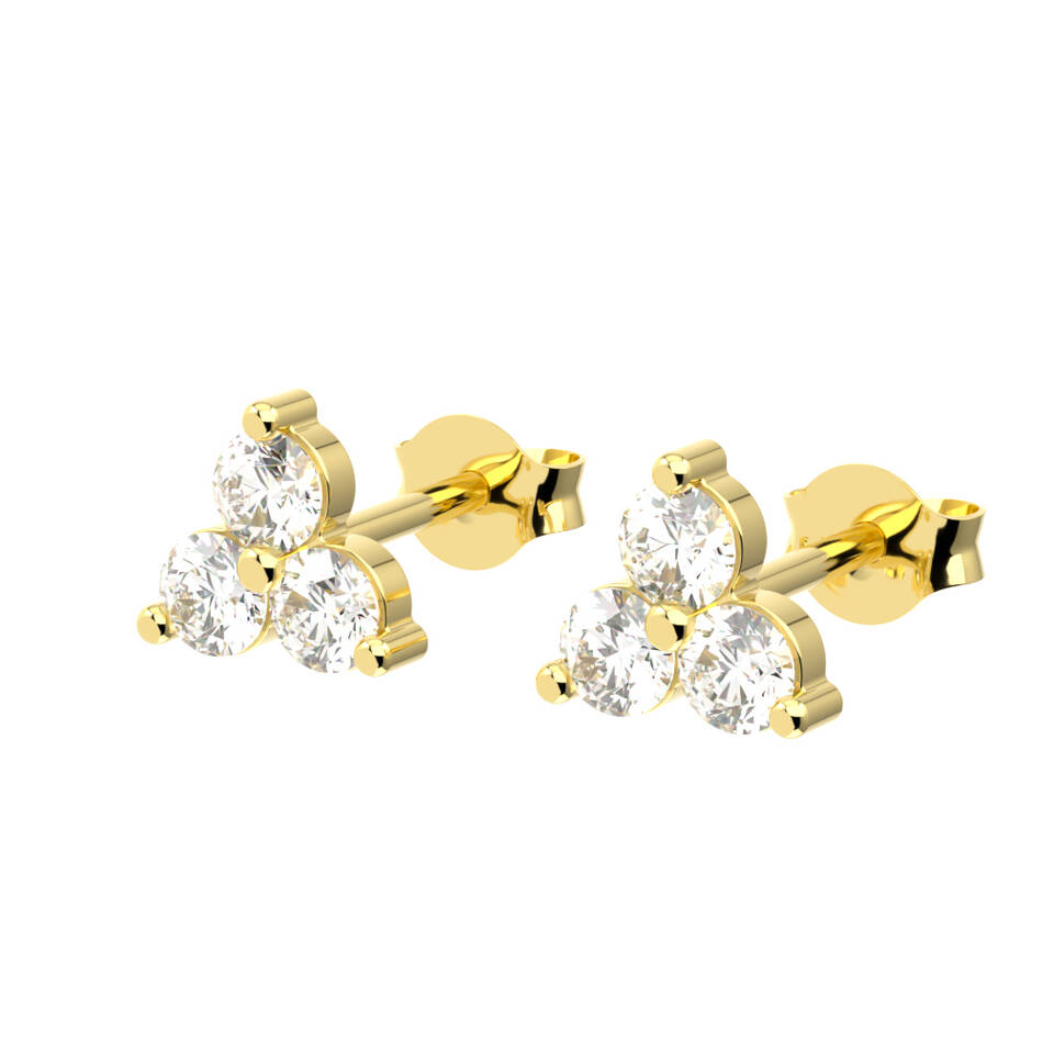 WG 040 Triple Diamonds Stud Earrings