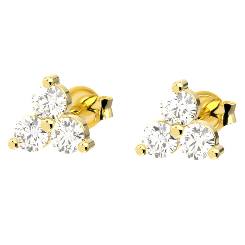 WG 040 3 Triple diamond stud earrings 2